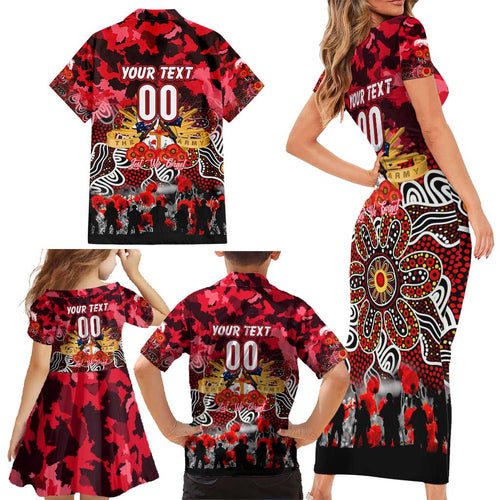 Personalized Dolphins ANZAC Day Family Matching Short Sleeve Bodycon Dress and Hawaiian Shirt Australian Army - Lest We Forget