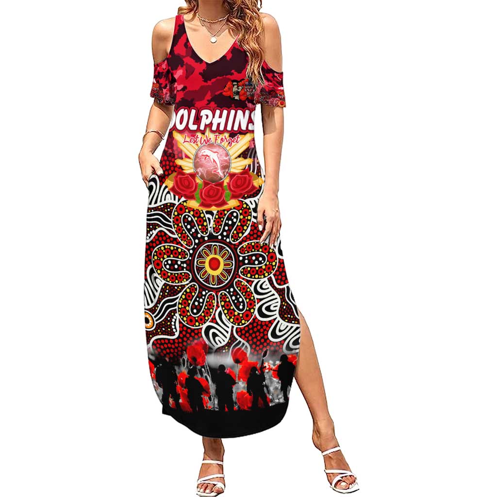 Personalized Dolphins ANZAC Day Family Matching Summer Maxi Dress and Hawaiian Shirt Australian Army - Lest We Forget