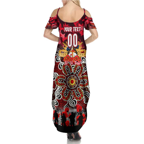 Personalized Dolphins ANZAC Day Family Matching Summer Maxi Dress and Hawaiian Shirt Australian Army - Lest We Forget