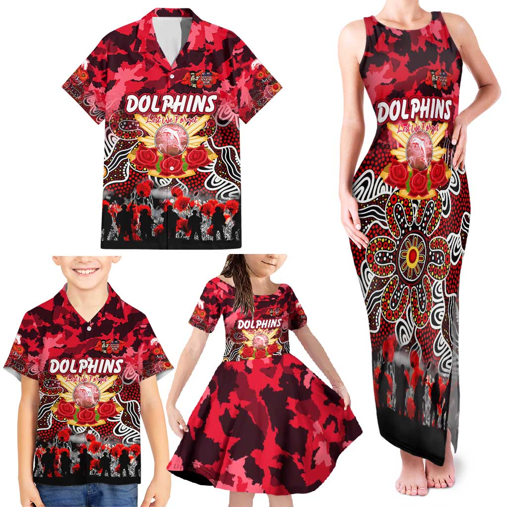 Personalized Dolphins ANZAC Day Family Matching Tank Maxi Dress and Hawaiian Shirt Australian Army - Lest We Forget