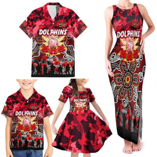 Personalized Dolphins ANZAC Day Family Matching Tank Maxi Dress and Hawaiian Shirt Australian Army - Lest We Forget
