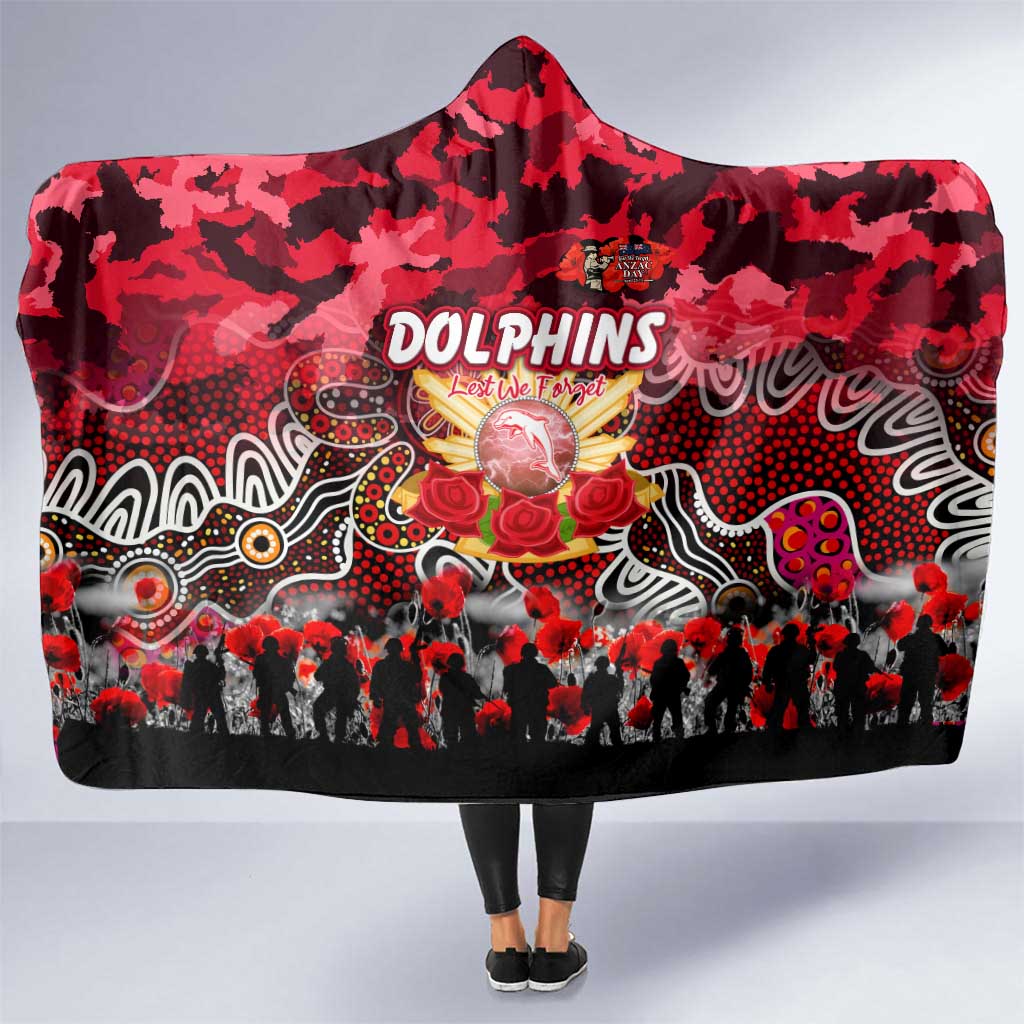 Dolphins ANZAC Day Hooded Blanket Australian Army - Lest We Forget