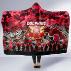 Dolphins ANZAC Day Hooded Blanket Australian Army - Lest We Forget