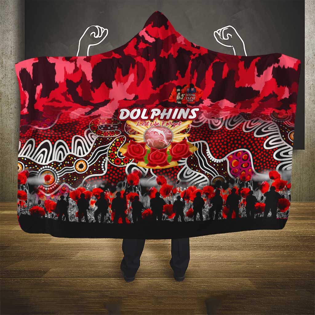 Dolphins ANZAC Day Hooded Blanket Australian Army - Lest We Forget
