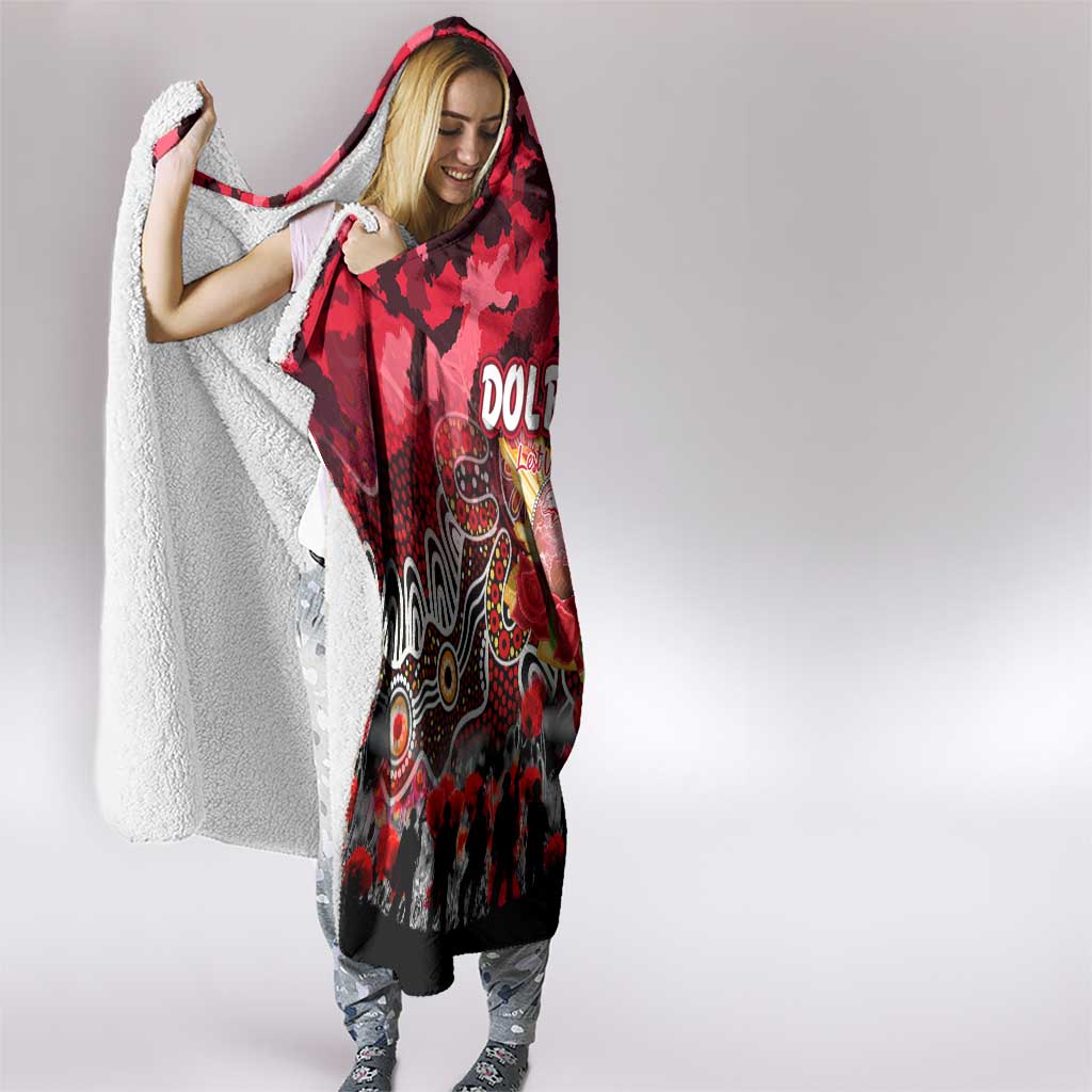 Dolphins ANZAC Day Hooded Blanket Australian Army - Lest We Forget