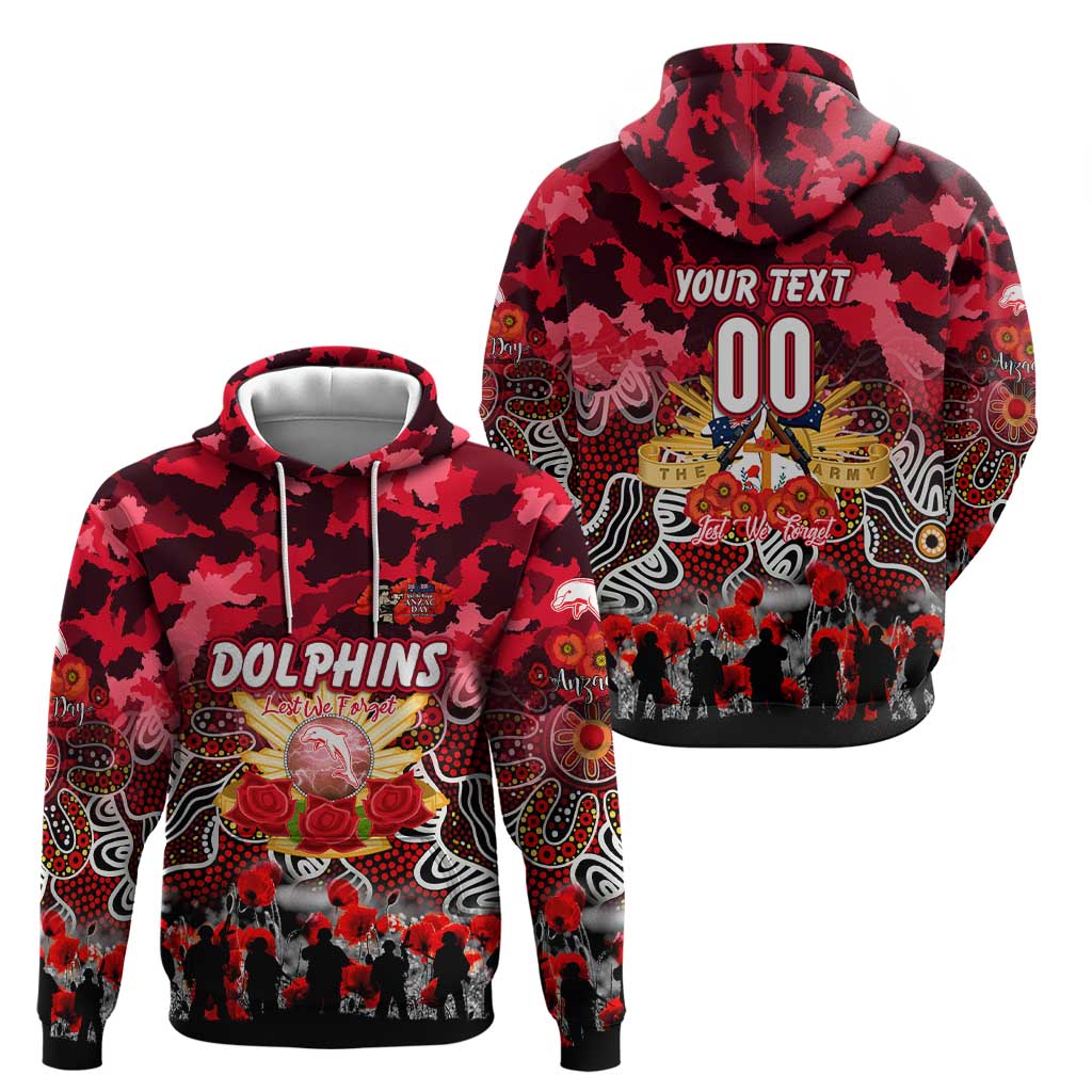 Personalized Dolphins ANZAC Day Hoodie Australian Army - Lest We Forget