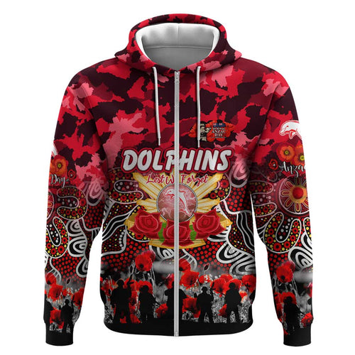 Personalized Dolphins ANZAC Day Hoodie Australian Army - Lest We Forget