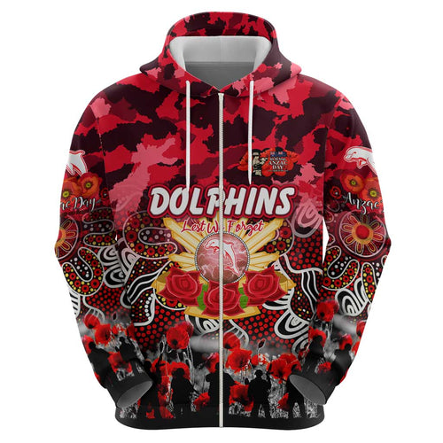 Personalized Dolphins ANZAC Day Hoodie Australian Army - Lest We Forget