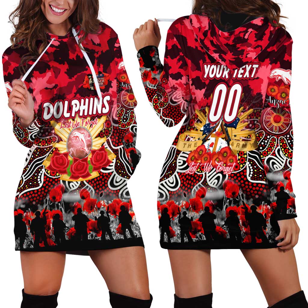 Personalized Dolphins ANZAC Day Hoodie Dress Australian Army - Lest We Forget