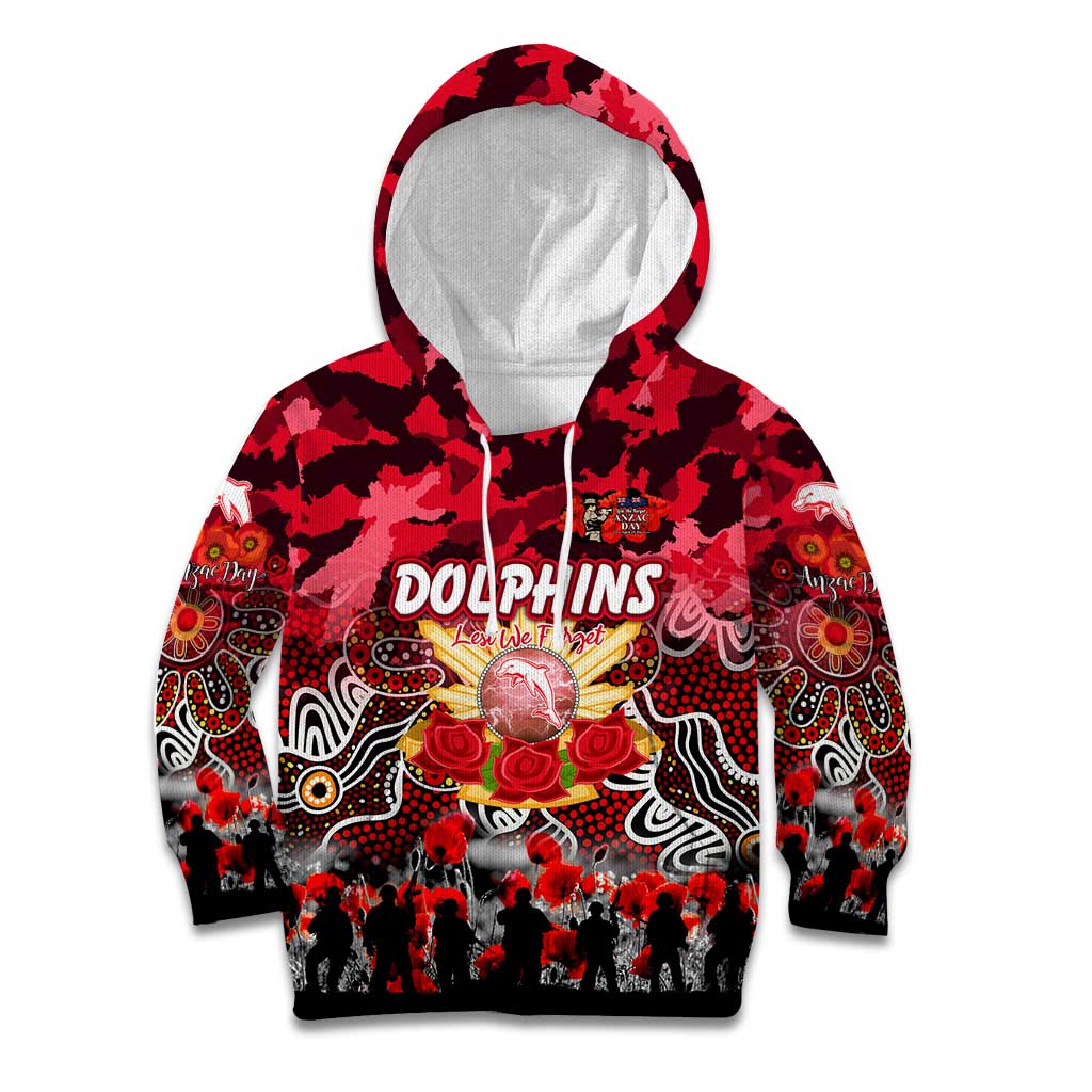 Personalized Dolphins ANZAC Day Kid Hoodie Australian Army - Lest We Forget