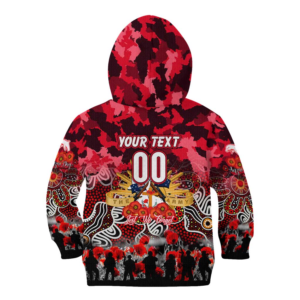 Personalized Dolphins ANZAC Day Kid Hoodie Australian Army - Lest We Forget