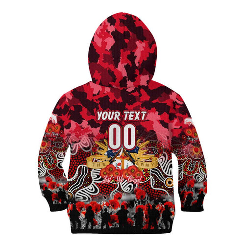 Personalized Dolphins ANZAC Day Kid Hoodie Australian Army - Lest We Forget