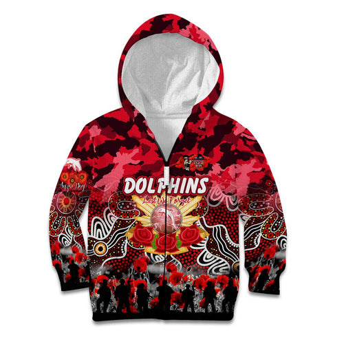 Personalized Dolphins ANZAC Day Kid Hoodie Australian Army - Lest We Forget