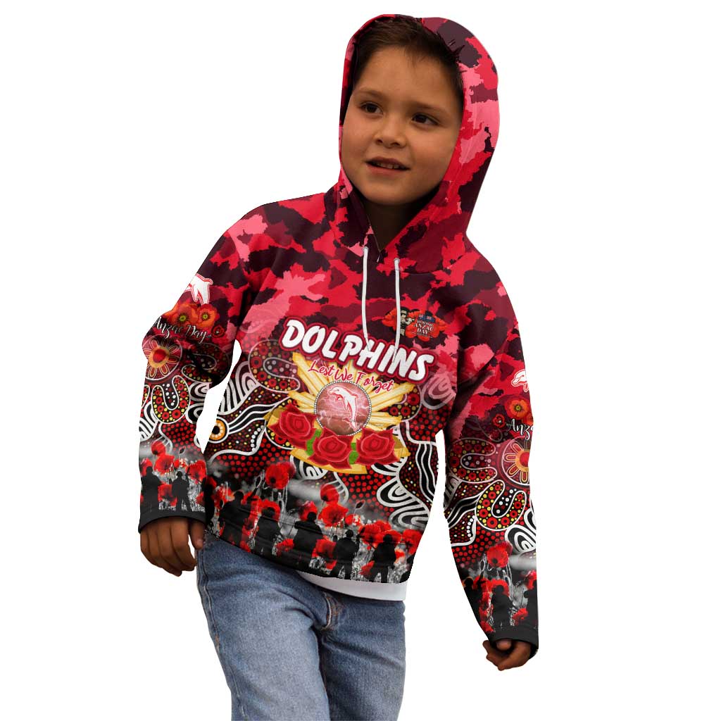 Personalized Dolphins ANZAC Day Kid Hoodie Australian Army - Lest We Forget