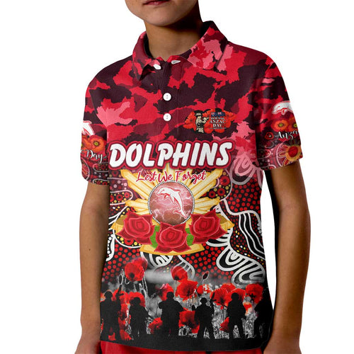 Personalized Dolphins ANZAC Day Kid Polo Shirt Australian Army - Lest We Forget