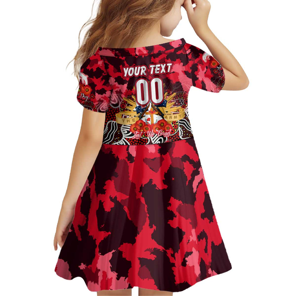 Personalized Dolphins ANZAC Day Kid Short Sleeve Dress Australian Army - Lest We Forget