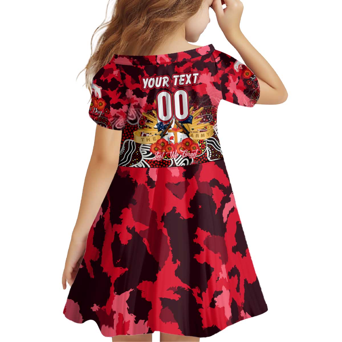 Personalized Dolphins ANZAC Day Kid Short Sleeve Dress Australian Army - Lest We Forget
