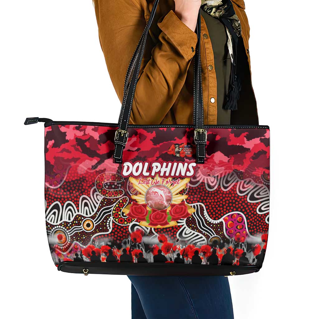 Dolphins ANZAC Day Leather Tote Bag Australian Army - Lest We Forget