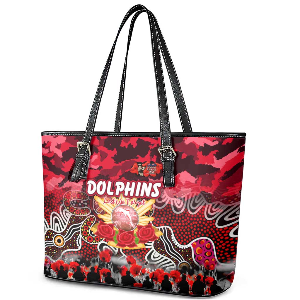 Dolphins ANZAC Day Leather Tote Bag Australian Army - Lest We Forget