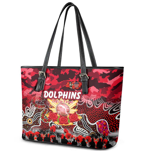 Dolphins ANZAC Day Leather Tote Bag Australian Army - Lest We Forget