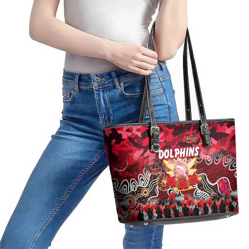 Dolphins ANZAC Day Leather Tote Bag Australian Army - Lest We Forget