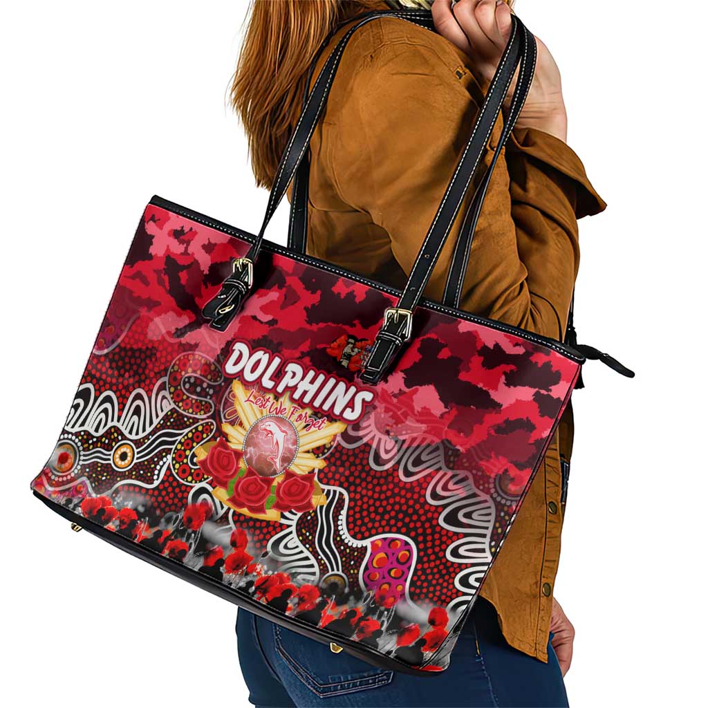 Dolphins ANZAC Day Leather Tote Bag Australian Army - Lest We Forget