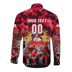 Personalized Dolphins ANZAC Day Long Sleeve Button Shirt Australian Army - Lest We Forget