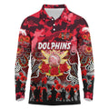 Personalized Dolphins ANZAC Day Long Sleeve Polo Shirt Australian Army - Lest We Forget