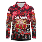Personalized Dolphins ANZAC Day Long Sleeve Polo Shirt Australian Army - Lest We Forget