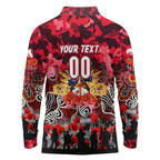 Personalized Dolphins ANZAC Day Long Sleeve Polo Shirt Australian Army - Lest We Forget