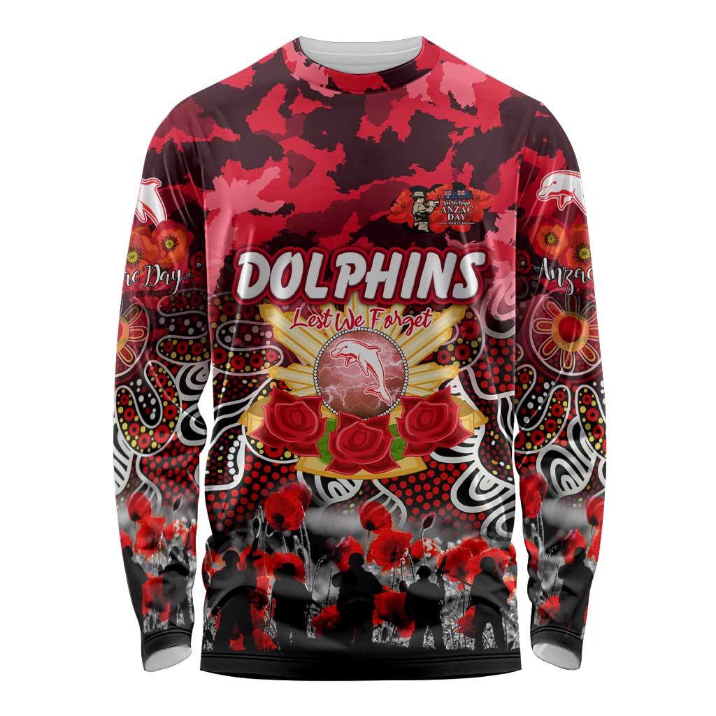 Personalized Dolphins ANZAC Day Long Sleeve Shirt Australian Army - Lest We Forget
