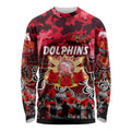 Personalized Dolphins ANZAC Day Long Sleeve Shirt Australian Army - Lest We Forget