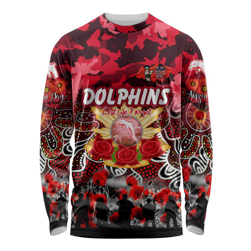 Personalized Dolphins ANZAC Day Long Sleeve Shirt Australian Army - Lest We Forget