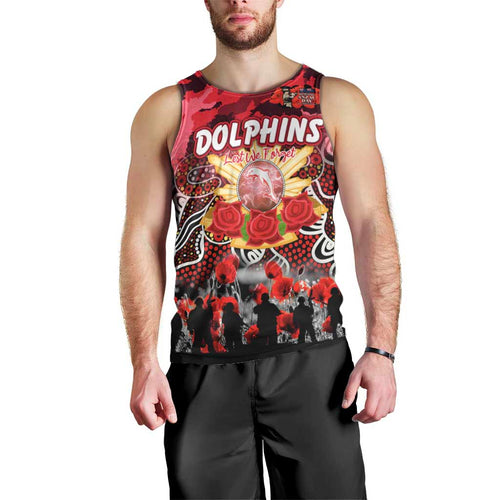Personalized Dolphins ANZAC Day Men Tank Top Australian Army - Lest We Forget