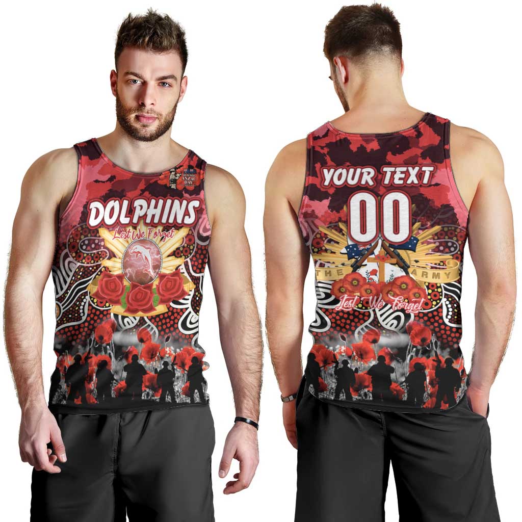Personalized Dolphins ANZAC Day Men Tank Top Australian Army - Lest We Forget