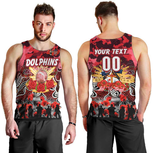 Personalized Dolphins ANZAC Day Men Tank Top Australian Army - Lest We Forget