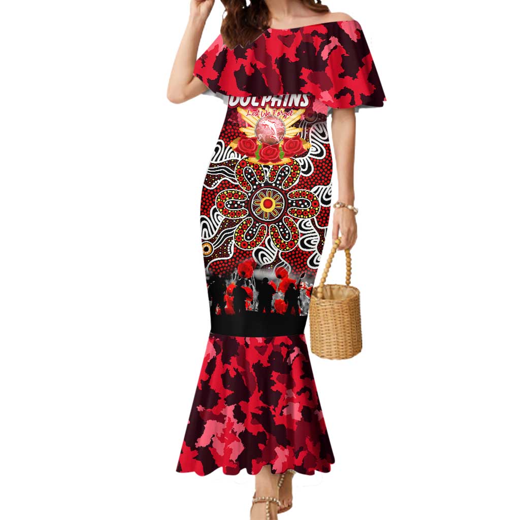 Personalized Dolphins ANZAC Day Mermaid Dress Australian Army - Lest We Forget
