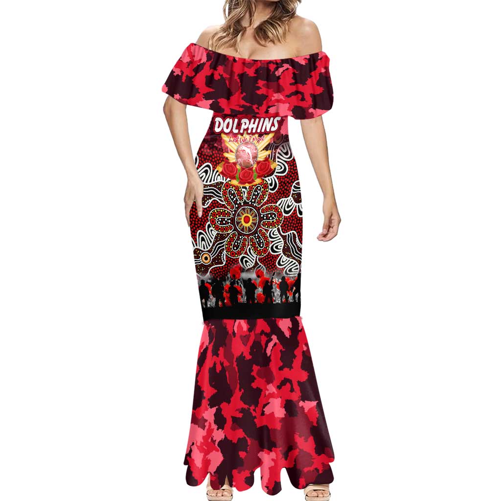Personalized Dolphins ANZAC Day Mermaid Dress Australian Army - Lest We Forget