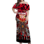 Personalized Dolphins ANZAC Day Off Shoulder Maxi Dress Australian Army - Lest We Forget
