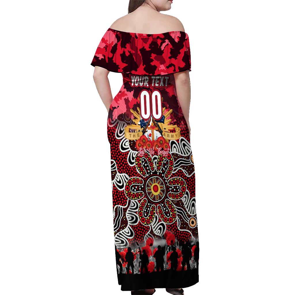 Personalized Dolphins ANZAC Day Off Shoulder Maxi Dress Australian Army - Lest We Forget
