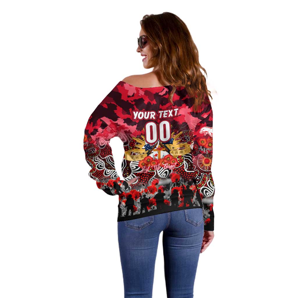 Personalized Dolphins ANZAC Day Off Shoulder Sweater Australian Army - Lest We Forget