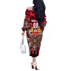 Personalized Dolphins ANZAC Day Off The Shoulder Long Sleeve Dress Australian Army - Lest We Forget