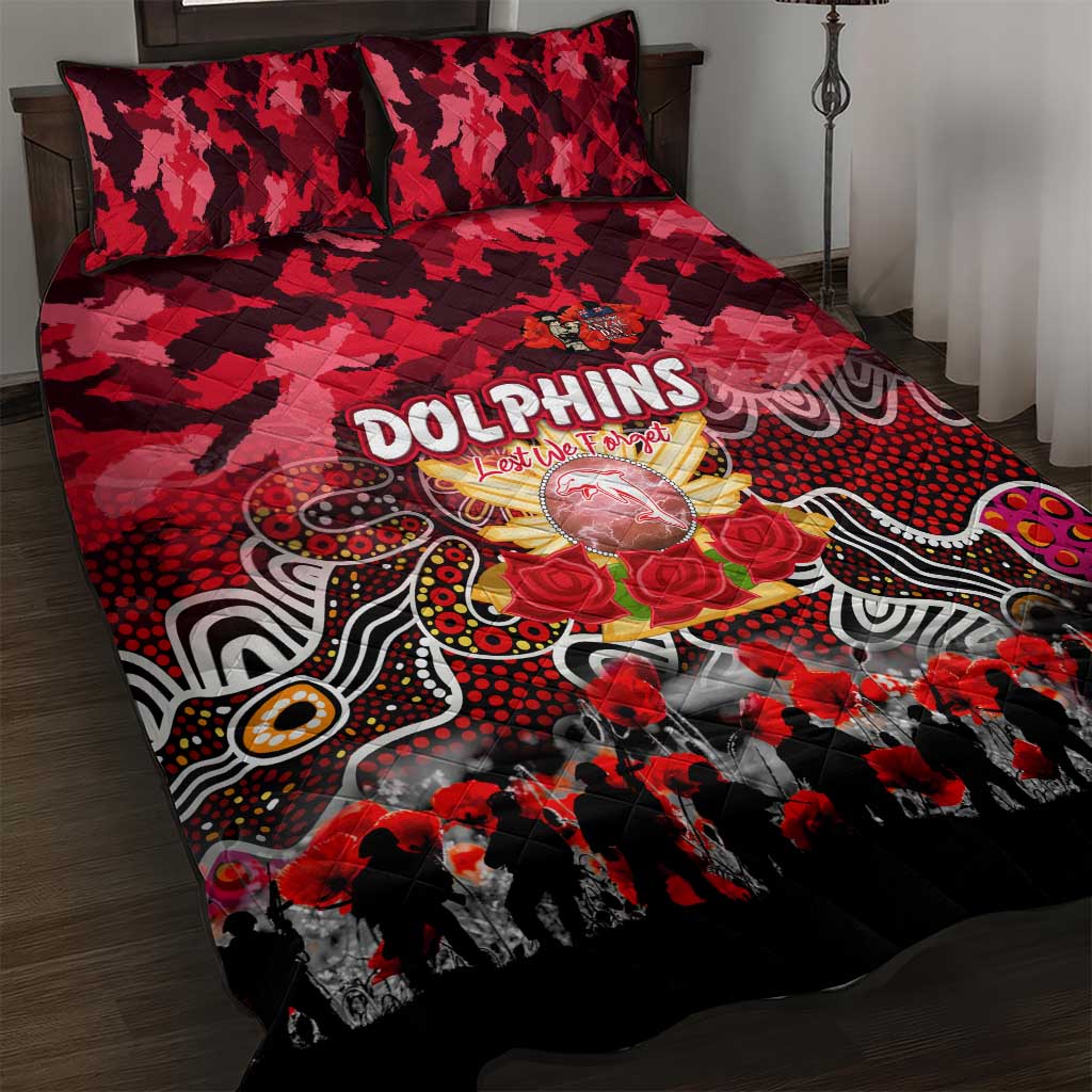 Dolphins ANZAC Day Quilt Bed Set Australian Army - Lest We Forget