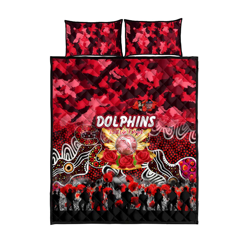 Dolphins ANZAC Day Quilt Bed Set Australian Army - Lest We Forget