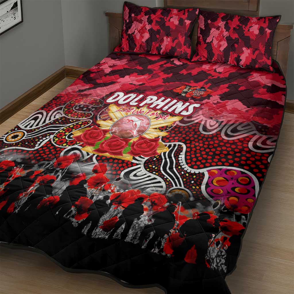 Dolphins ANZAC Day Quilt Bed Set Australian Army - Lest We Forget
