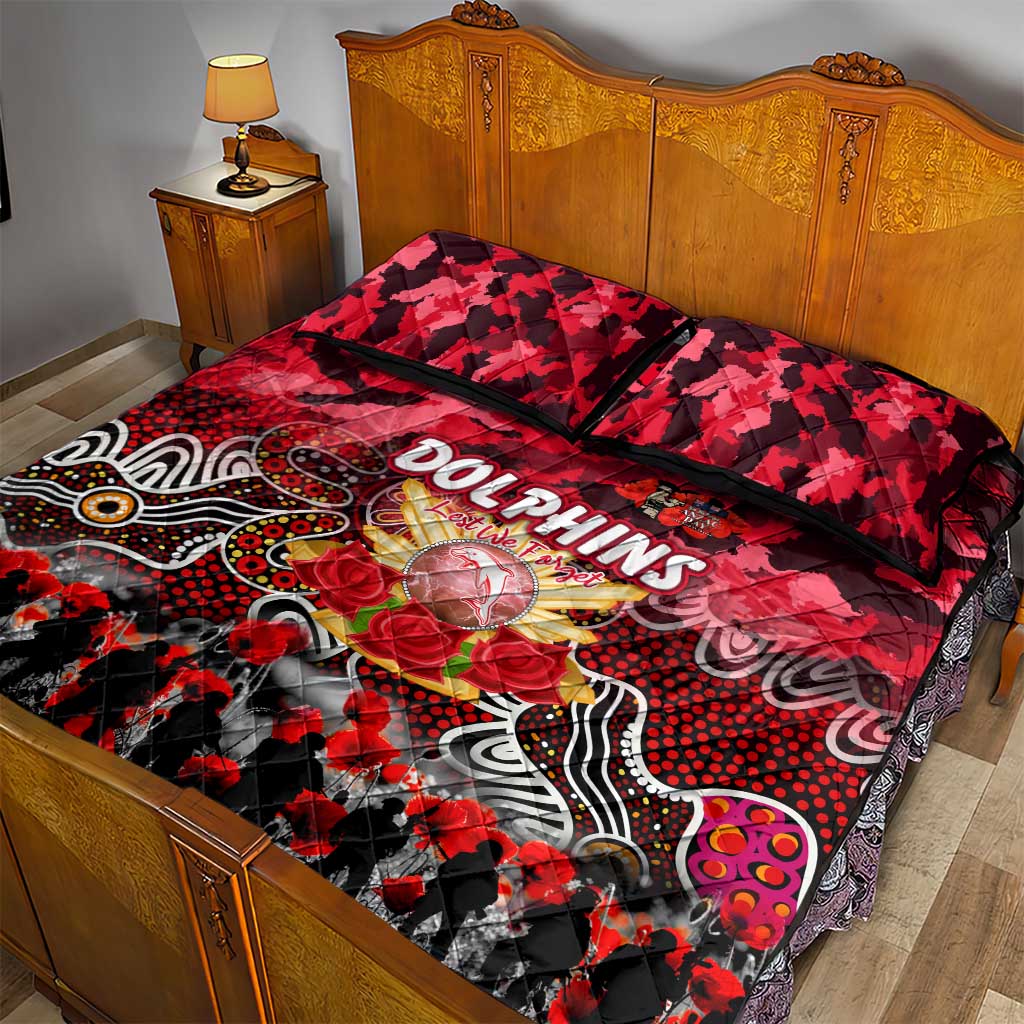 Dolphins ANZAC Day Quilt Bed Set Australian Army - Lest We Forget