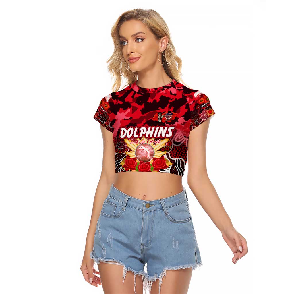 Personalized Dolphins ANZAC Day Raglan Cropped T Shirt Australian Army - Lest We Forget