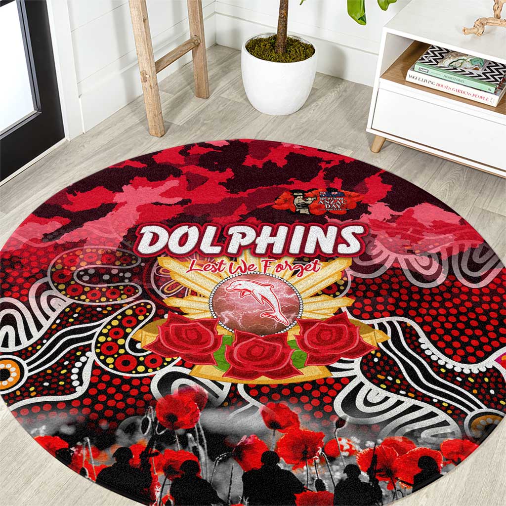Dolphins ANZAC Day Round Carpet Australian Army - Lest We Forget