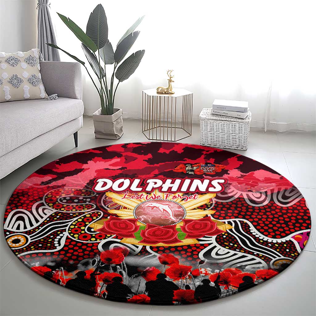 Dolphins ANZAC Day Round Carpet Australian Army - Lest We Forget