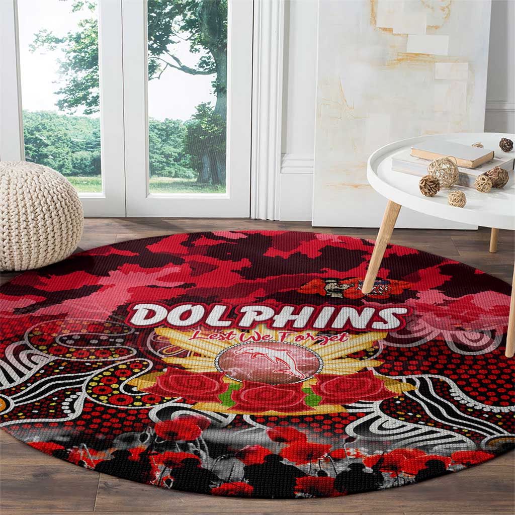 Dolphins ANZAC Day Round Carpet Australian Army - Lest We Forget